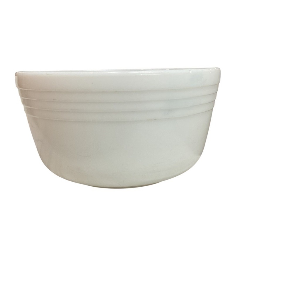 Hamilton Beach Pyrex Ribbed Large‎ White Milk Glass Mixing Bowl VTG Kitchenware